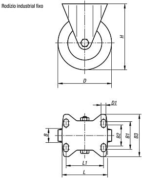 Rodízio industrial fixo