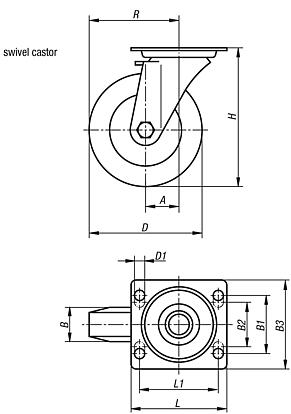 Swivel castors