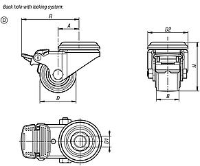 Swivel castors compact version, Form D