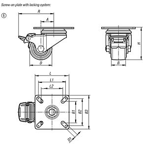 Swivel castors compact version, Form E