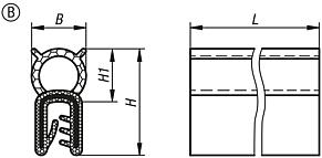 Těsnicí profily pro ochranu hran s integrovaným jádrem z ocelového drátu, provedení B