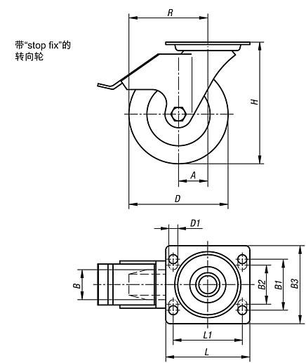 带“stop-fix”的转向轮