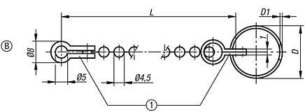 Catenelle a sfere, forma B, con anello portachiavi