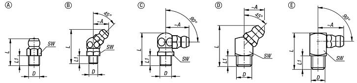 Grease nipples conical head DIN 71412