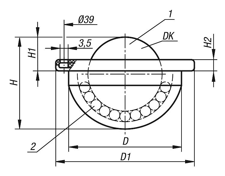 Ball transfer units with fastening holes, without housing