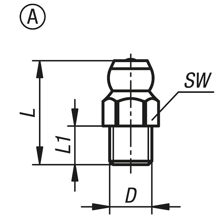Schmiernippel, Typ C, H3M8 x 1 SFG, DIN 71412, 90° abgewinkelt