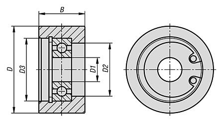 Roulettes de guidage en acier cylindriques