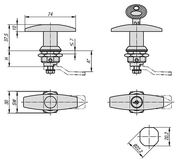 Quarter-turn locks with T-grip