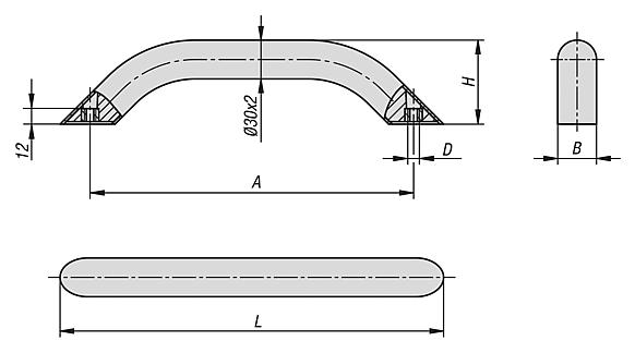 Tubular handles, round aluminium