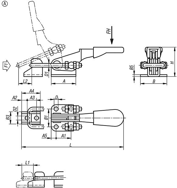 Bügelspanner horizontal mit Gegenhalter, Form A