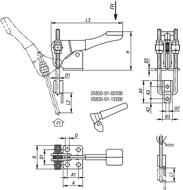 Sauterelle à étrier vertical avec attache 