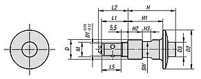 Ball lock pins, stainless steel, with thread