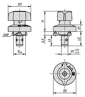 Ball lock pins with plastic or stainless steel twist knob