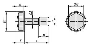 带细杆的 Hygienic DESIGN 六角螺栓