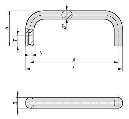 Pull handles stainless steel, oval