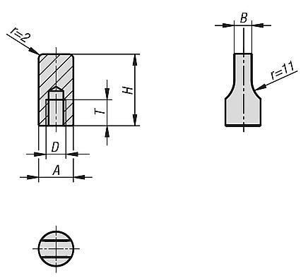 Écrou papillon étroit Hygienic DESIGN